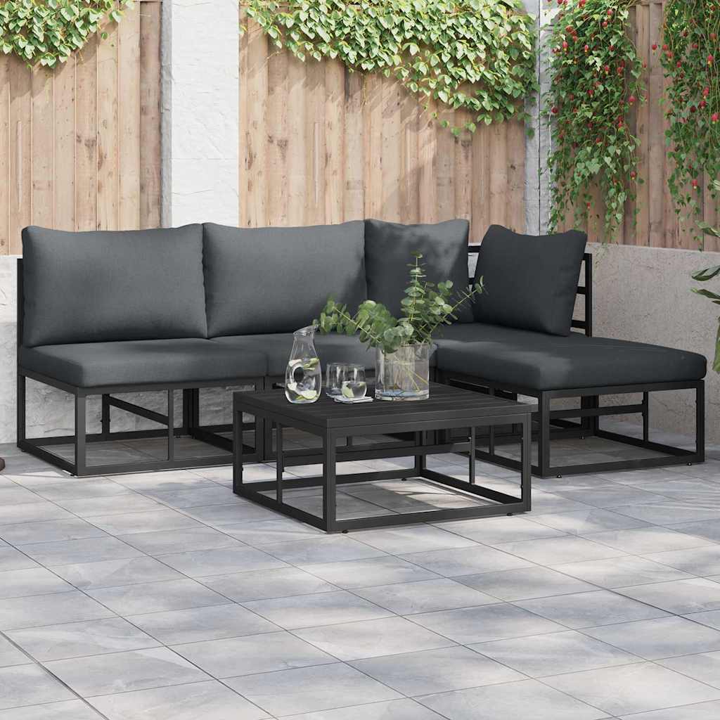 Puutarhasohva Setti 5 pcs Musta 70 x 70 x 32 cm Alumiini