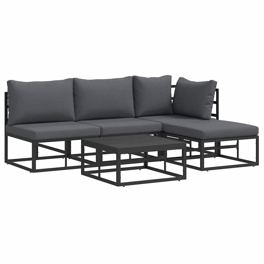 Puutarhasohva Setti 5 pcs Musta 70 x 70 x 32 cm Alumiini