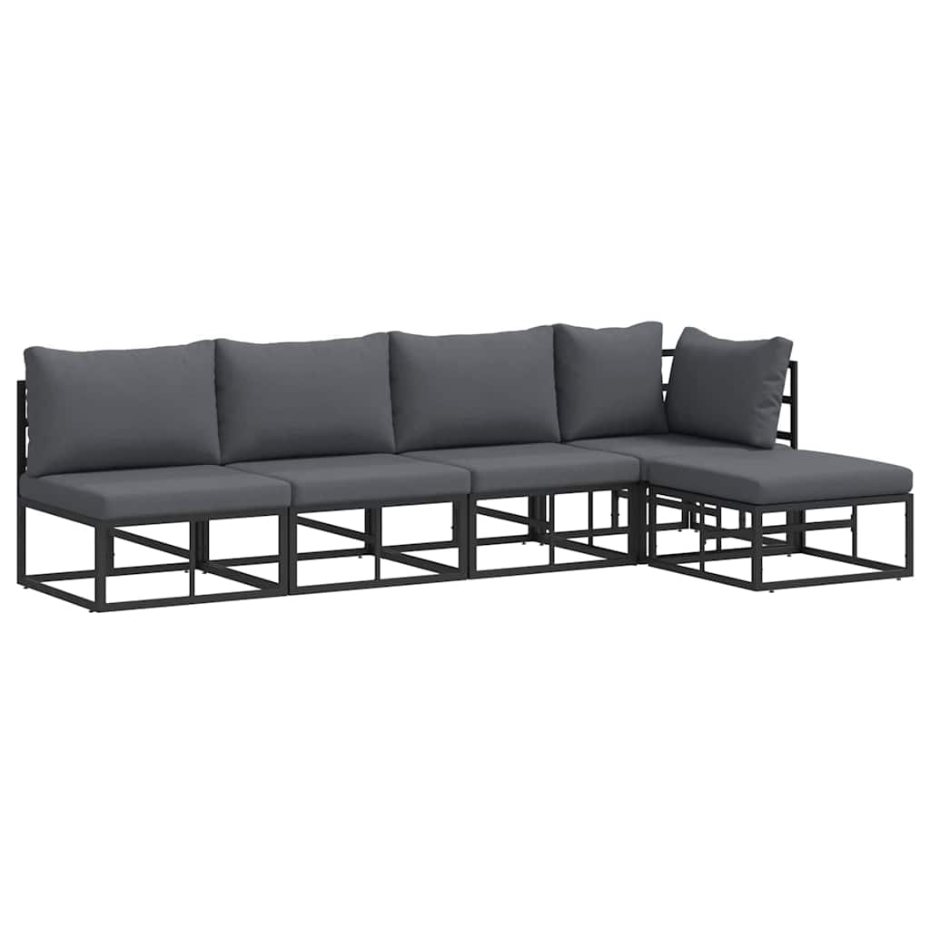 Puutarhasohva Setti 5 pcs Musta 281.5 x 141.5 x 71 cm Alumiini