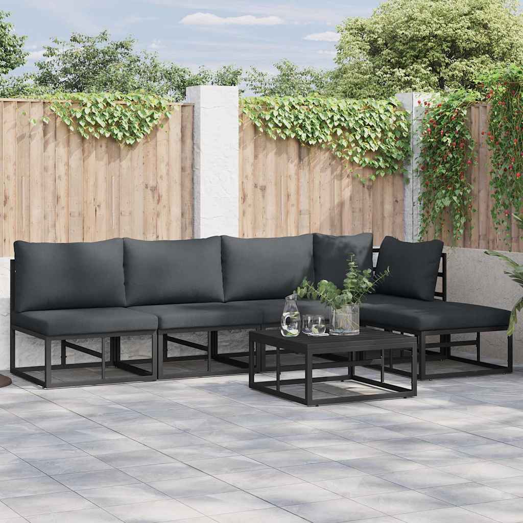 Puutarhasohva Setti 6 pcs Musta 70 x 70 x 32 cm Alumiini