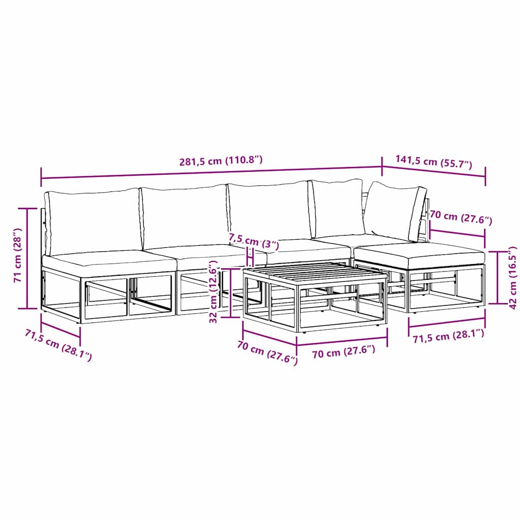 Garden Sofa Set size guide