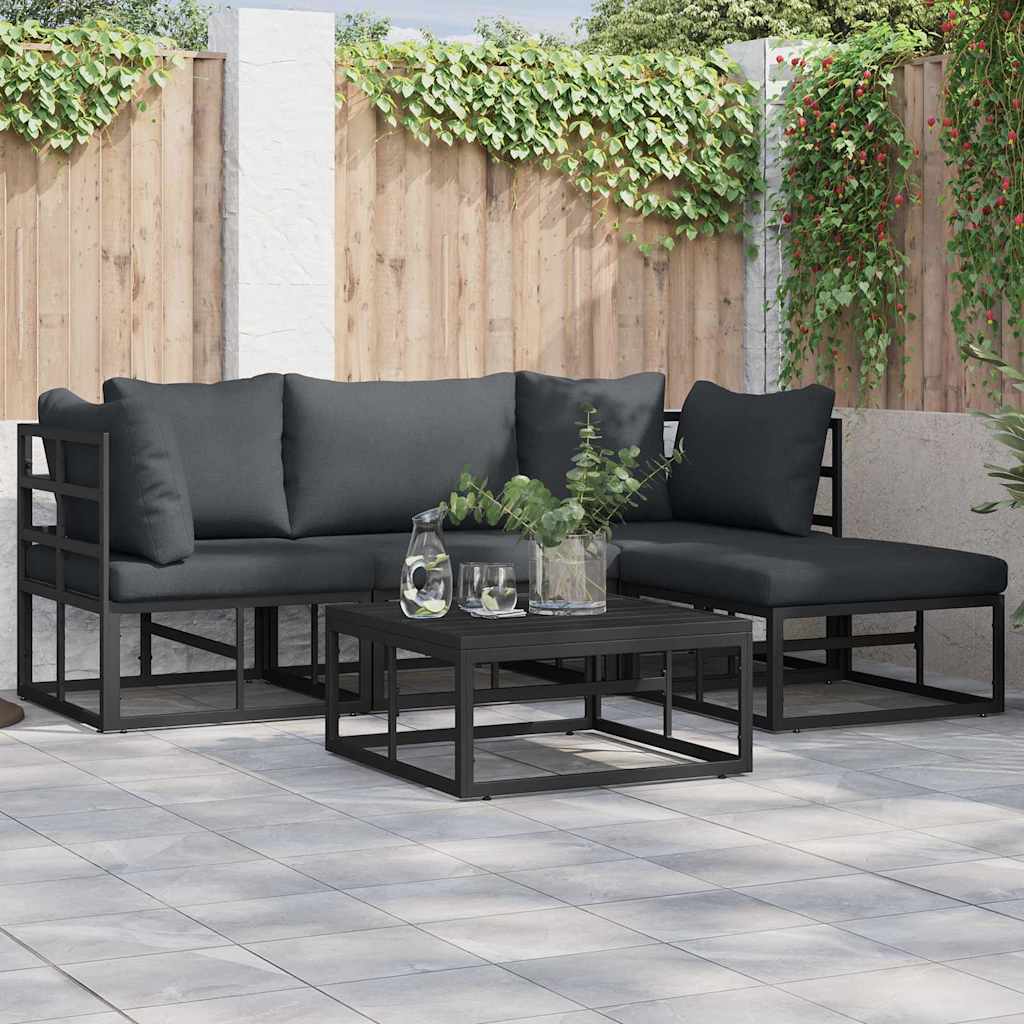 Puutarhasohva Setti 4 pcs Musta 213 x 141.5 x 71 cm Alumiini