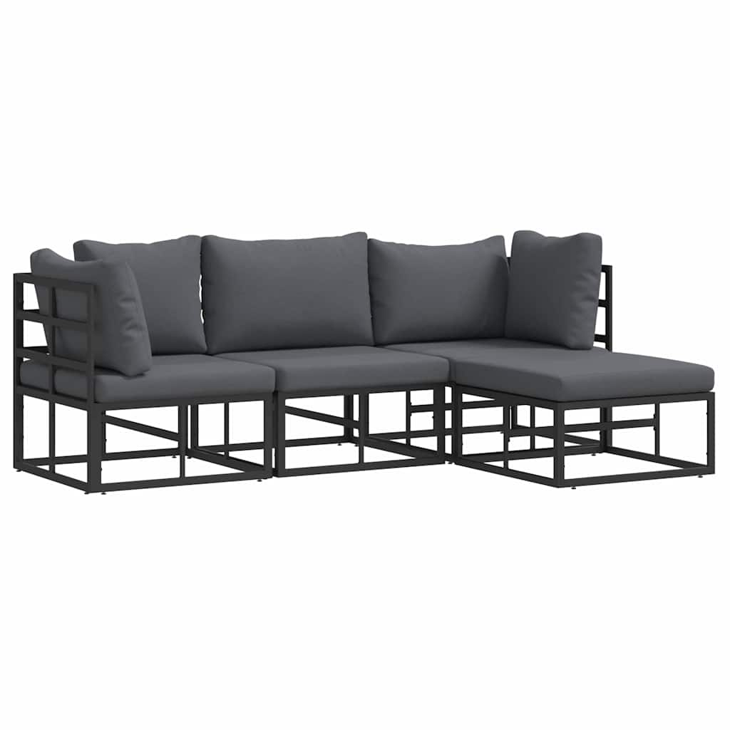 Puutarhasohva Setti 4 pcs Musta 213 x 141.5 x 71 cm Alumiini