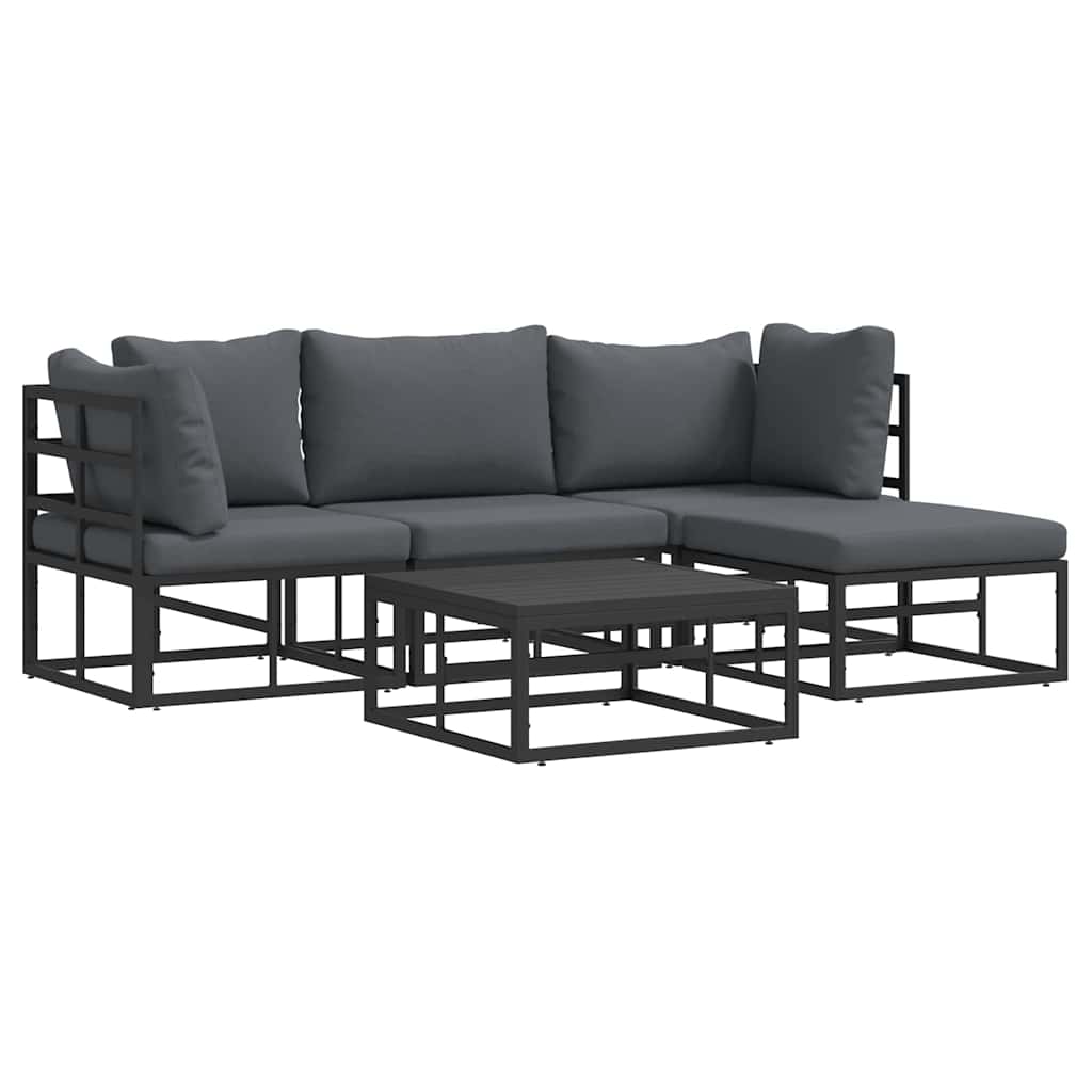 Puutarhasohva Setti 5 pcs Musta 213 x 141.5 x 71 cm Alumiini