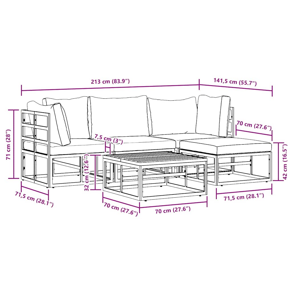 Garden Sofa Set size guide