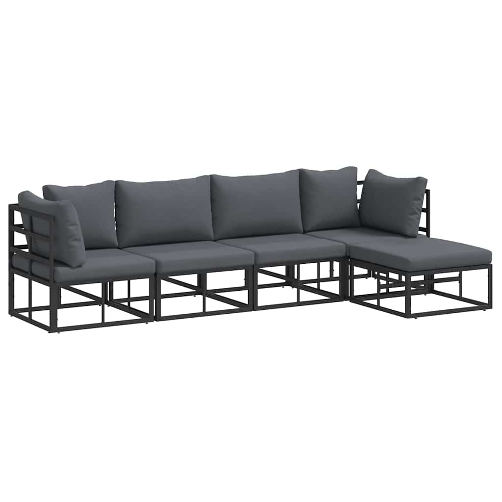 Puutarhasohva Setti 5 pcs Musta 283 x 141.5 x 71 cm Alumiini