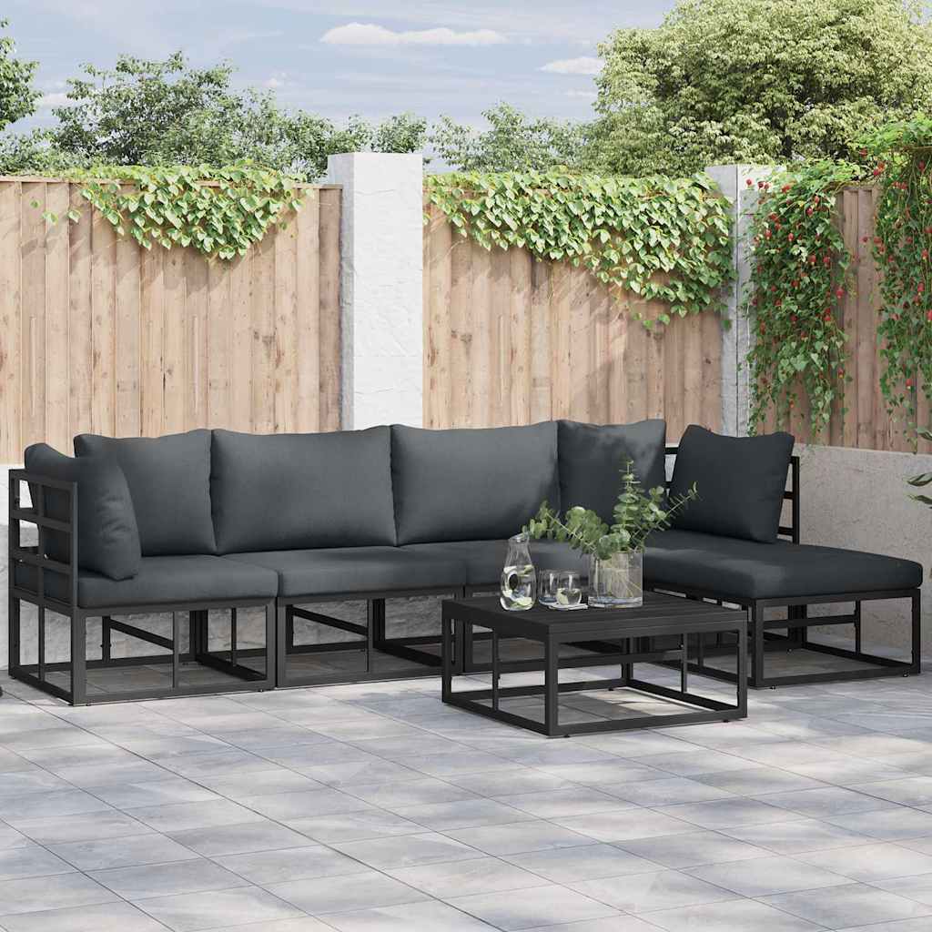 Puutarhasohva Setti 6 pcs Musta 70 x 70 x 32 cm Alumiini