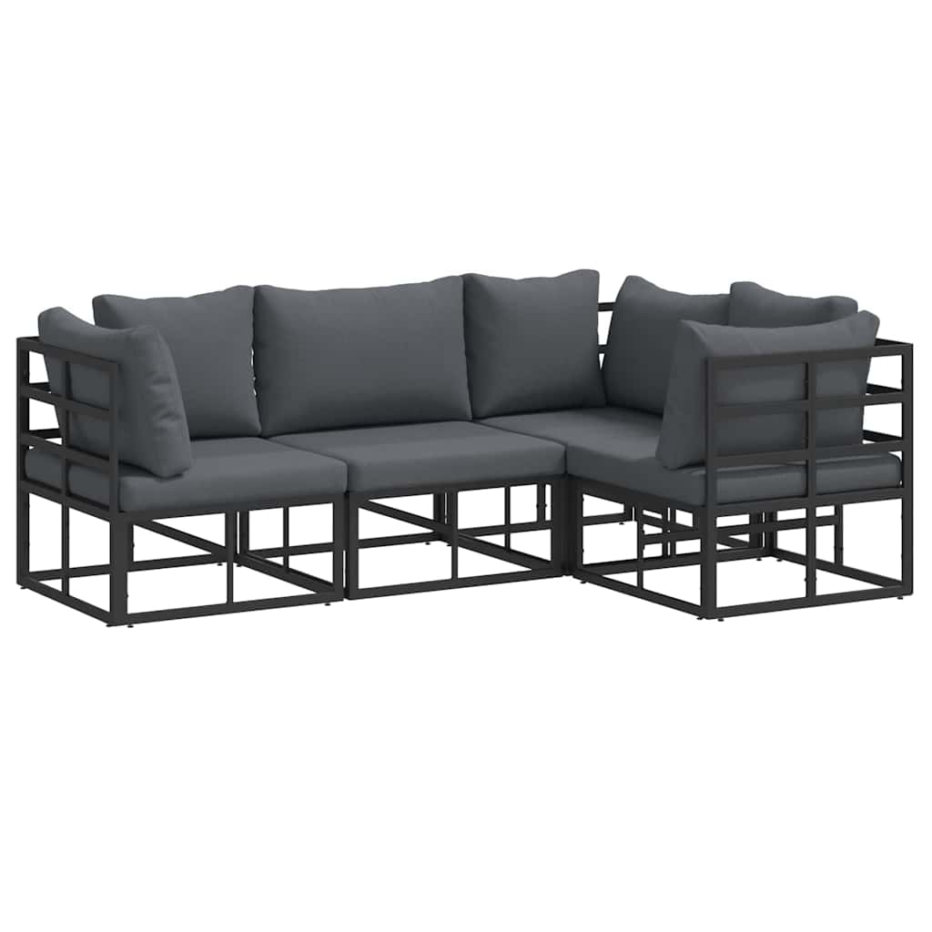 Puutarhasohva Setti 4 pcs Musta 213 x 143 x 71 cm Alumiini