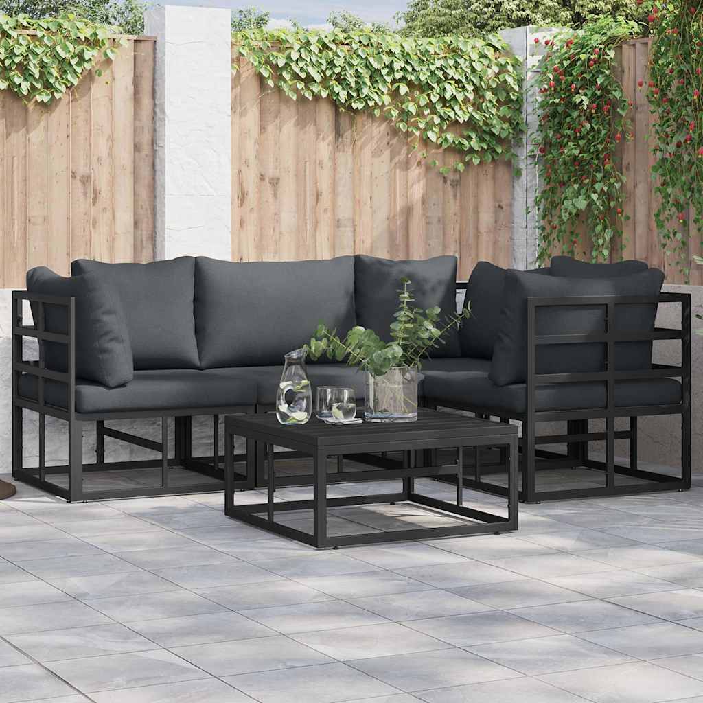 Puutarhasohva Setti 5 pcs Musta 70 x 70 x 32 cm Alumiini