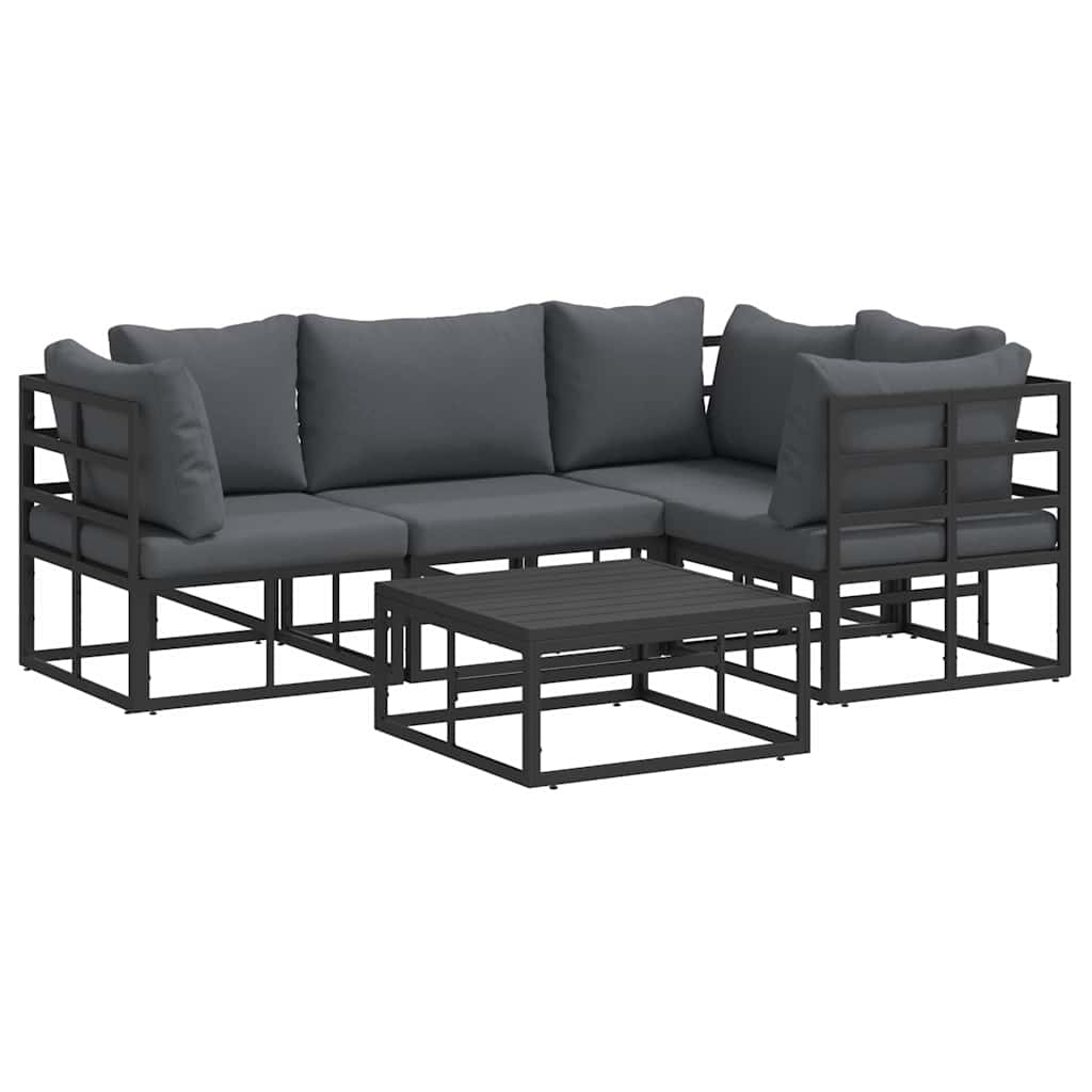 Puutarhasohva Setti 5 pcs Musta 70 x 70 x 32 cm Alumiini
