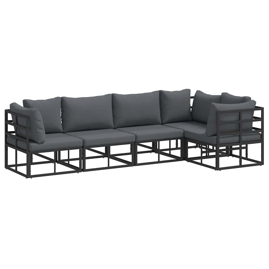Puutarhasohva Setti 5 pcs Musta 283 x 143 x 71 cm Alumiini