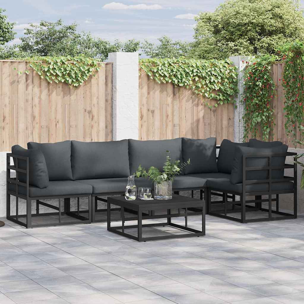 Puutarhasohva Setti 6 pcs Musta 70 x 70 x 32 cm Alumiini