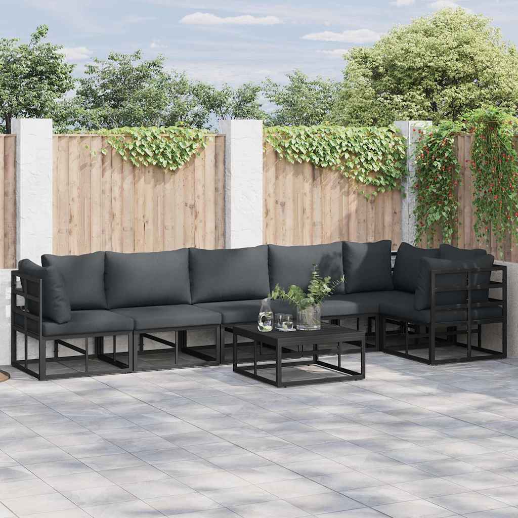 Puutarhasohva Setti 6 pcs Musta 70 x 70 x 32 cm Alumiini