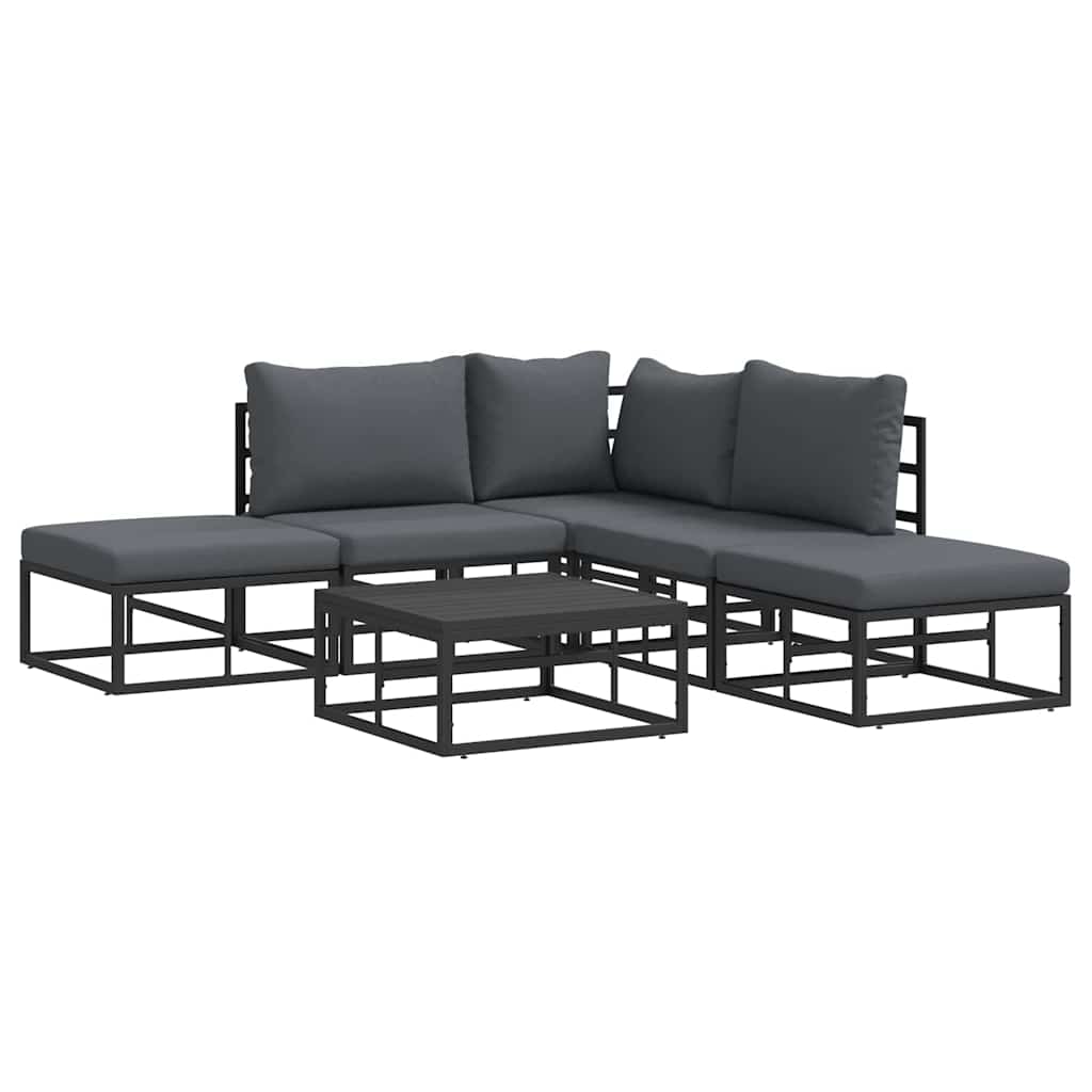 Puutarhasohva Setti 6 pcs Musta 70 x 70 x 32 cm Alumiini