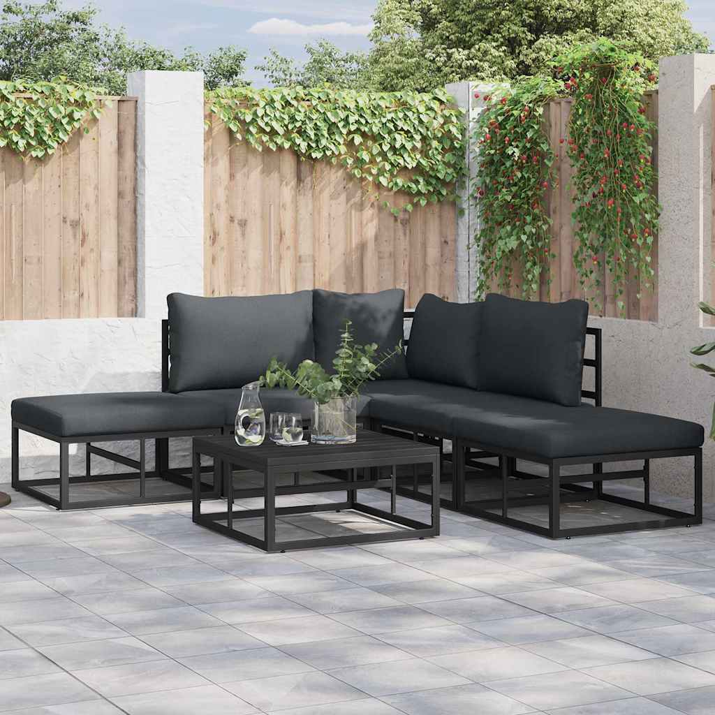 Puutarhasohva Setti 5 pcs Musta 211.5 x 211.5 x 71 cm Alumiini