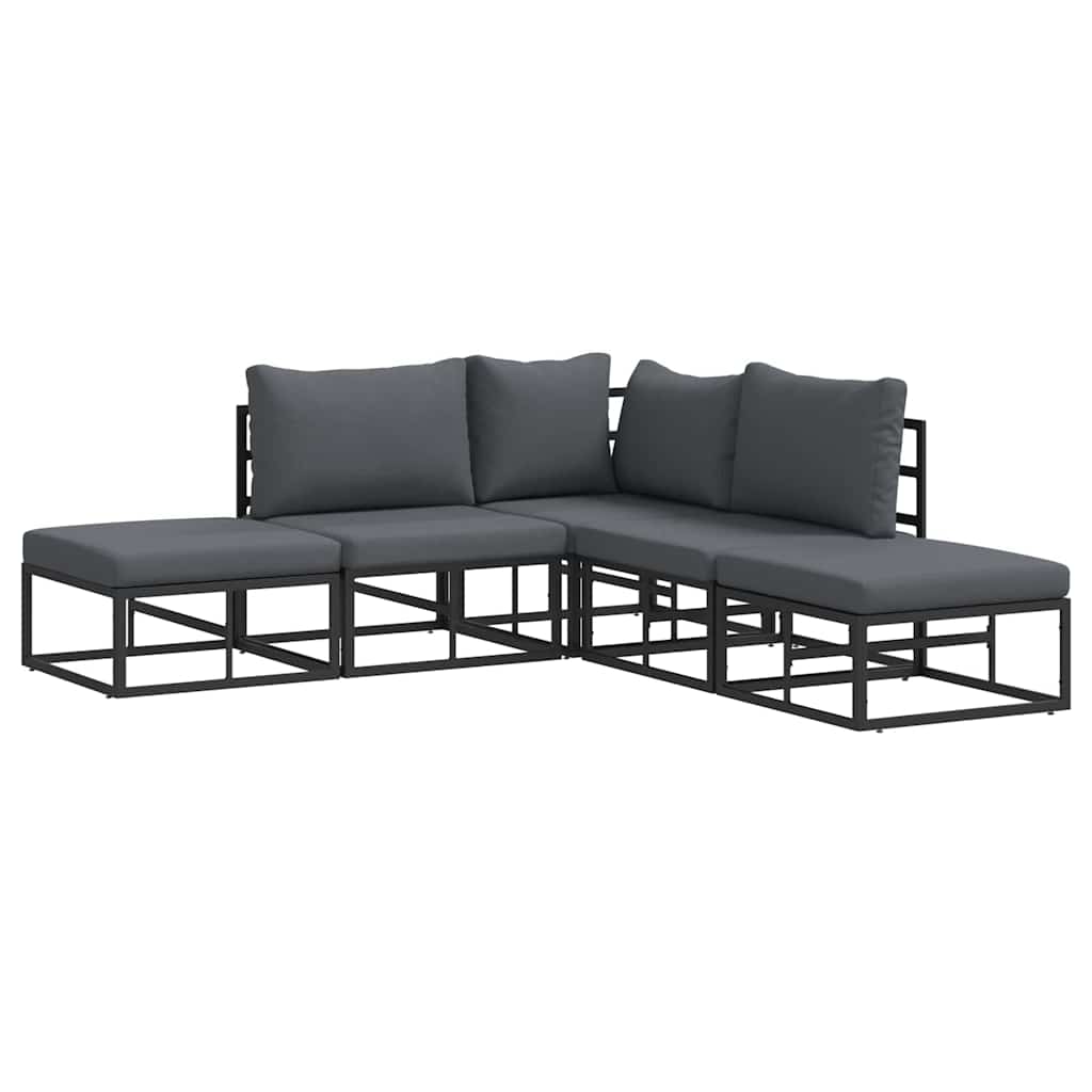 Puutarhasohva Setti 5 pcs Musta 211.5 x 211.5 x 71 cm Alumiini