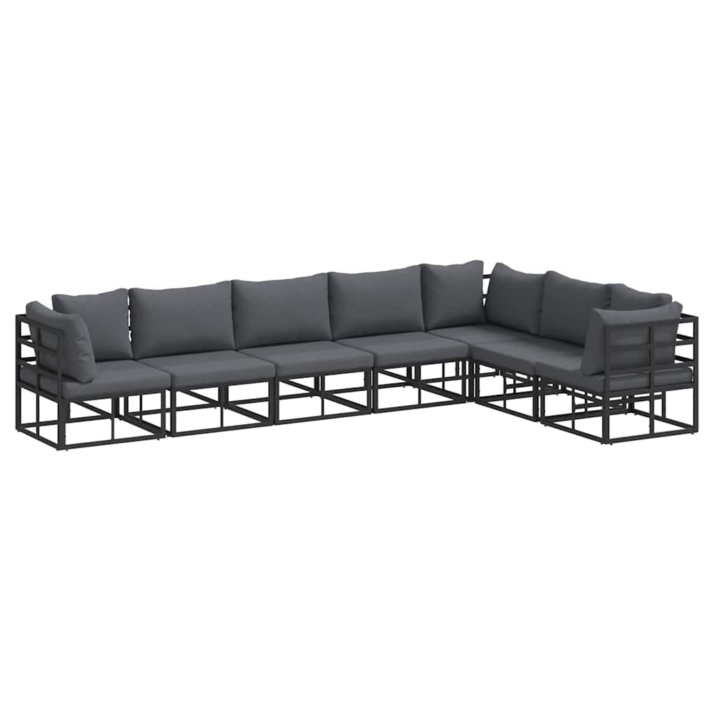Puutarhasohva Setti 7 pcs Musta 70 x 70 x 32 cm Alumiini