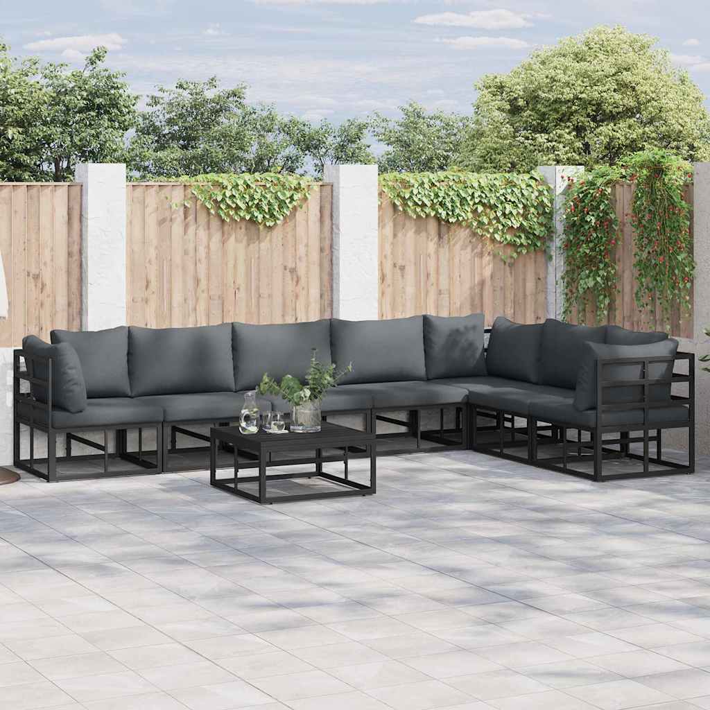 Garten-Sofa-Set 8 pcs Schwarz 70 x 70 x 32 cm Aluminium