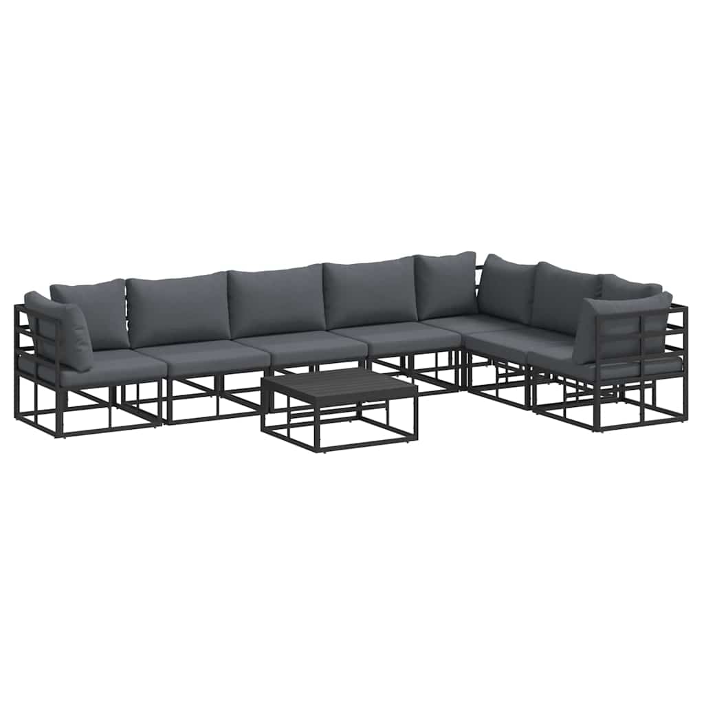 Puutarhasohva Setti 8 pcs Musta 70 x 70 x 32 cm Alumiini