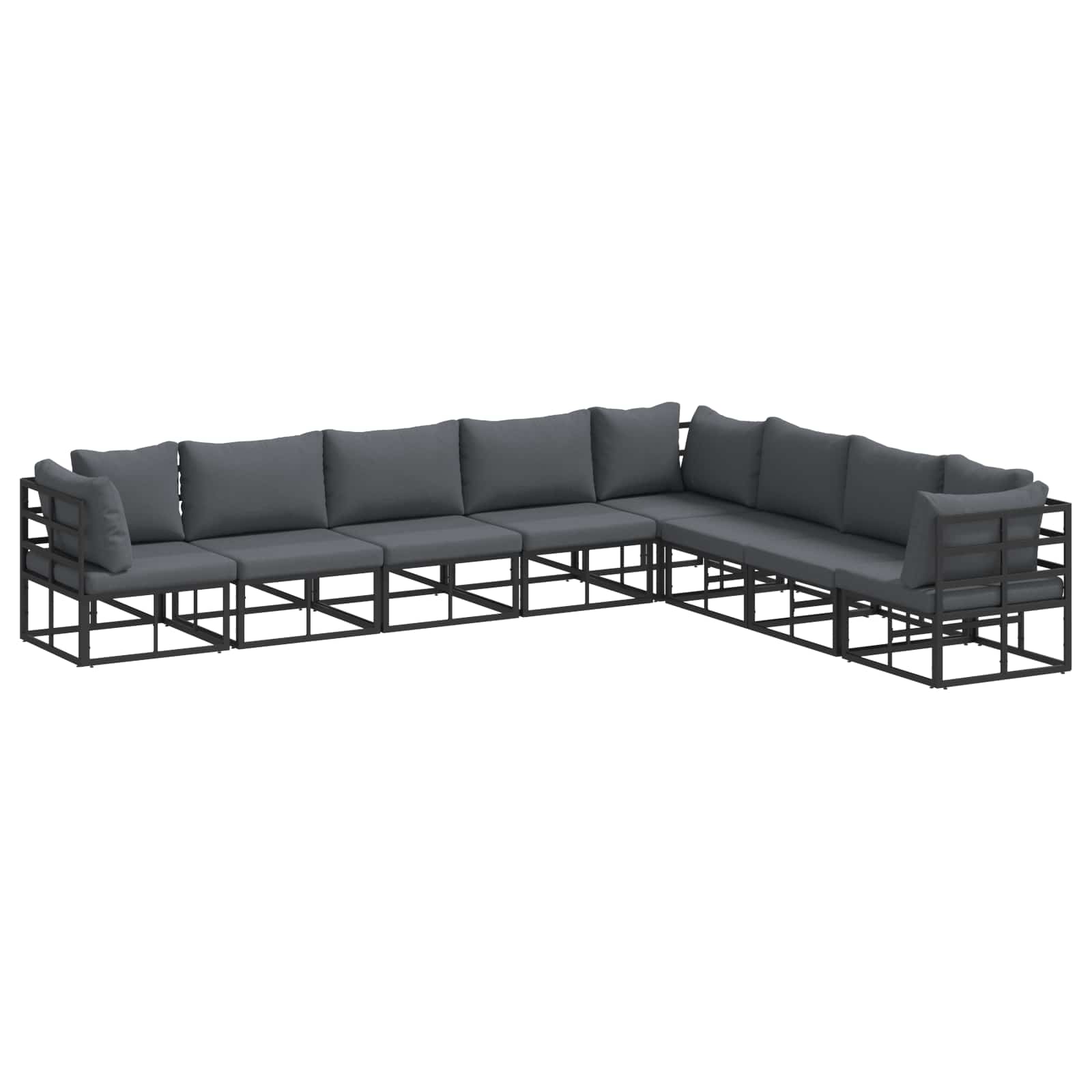 Thumbnail - vidaXL Gartensofa-set mit Kissen 8 pcs Schwarz Aluminium