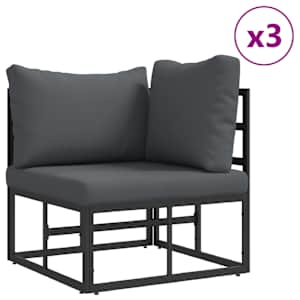 Sada zahradních pohovek s polštářem 10 pcs Černá Hliník - obrázek 3