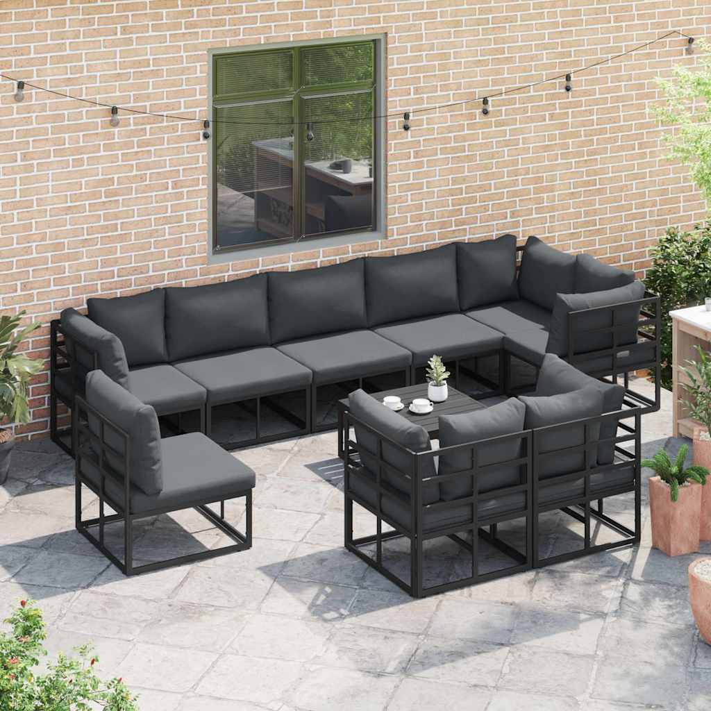 vidaXL Tuin Sofa Set met kussen 9 pcs Zwart Aluminium