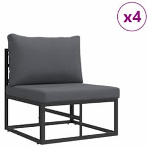Sada zahradních pohovek s polštářem 9 pcs Černá Hliník - obrázek 4