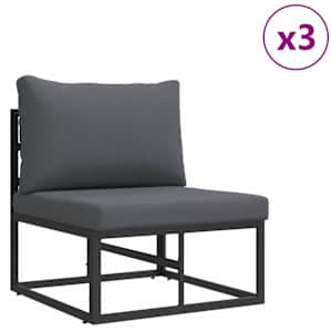 Sada zahradních pohovek s polštářem 8 pcs Černá Hliník - obrázek 4