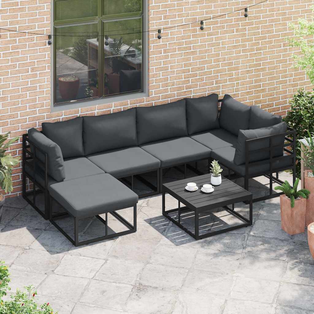 vidaXL Tuin Sofa Set met kussen 6 pcs Zwart Aluminium