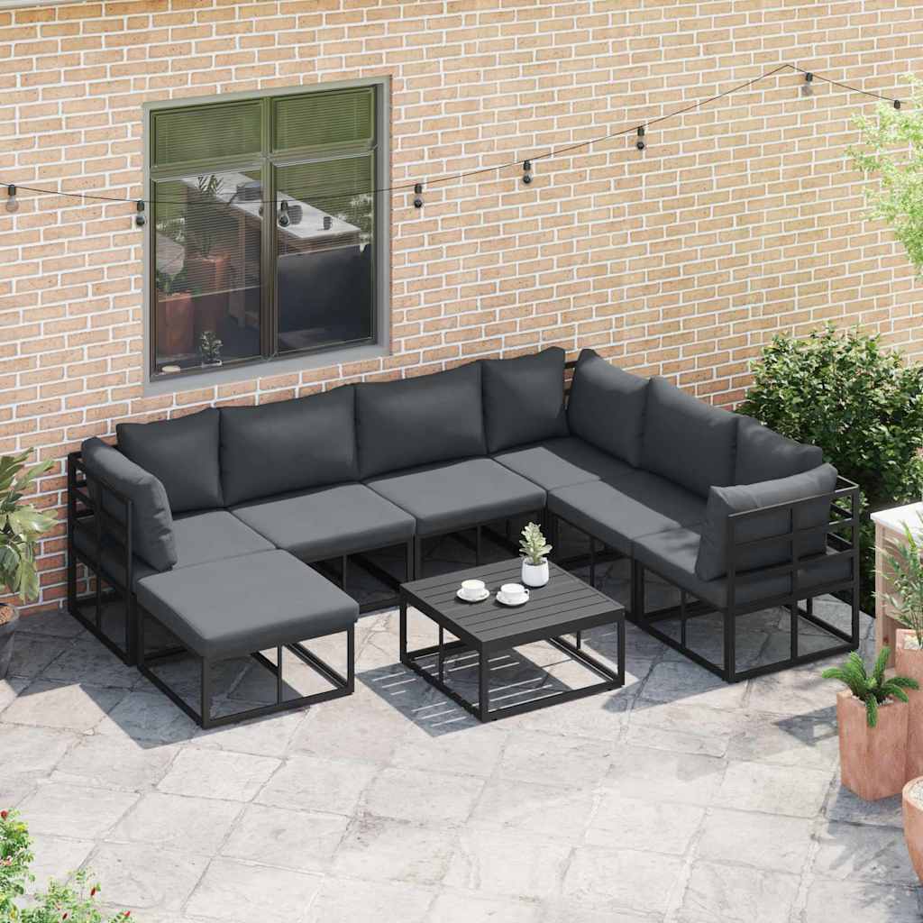 vidaXL Tuin Sofa Set met kussen 7 pcs Zwart Aluminium