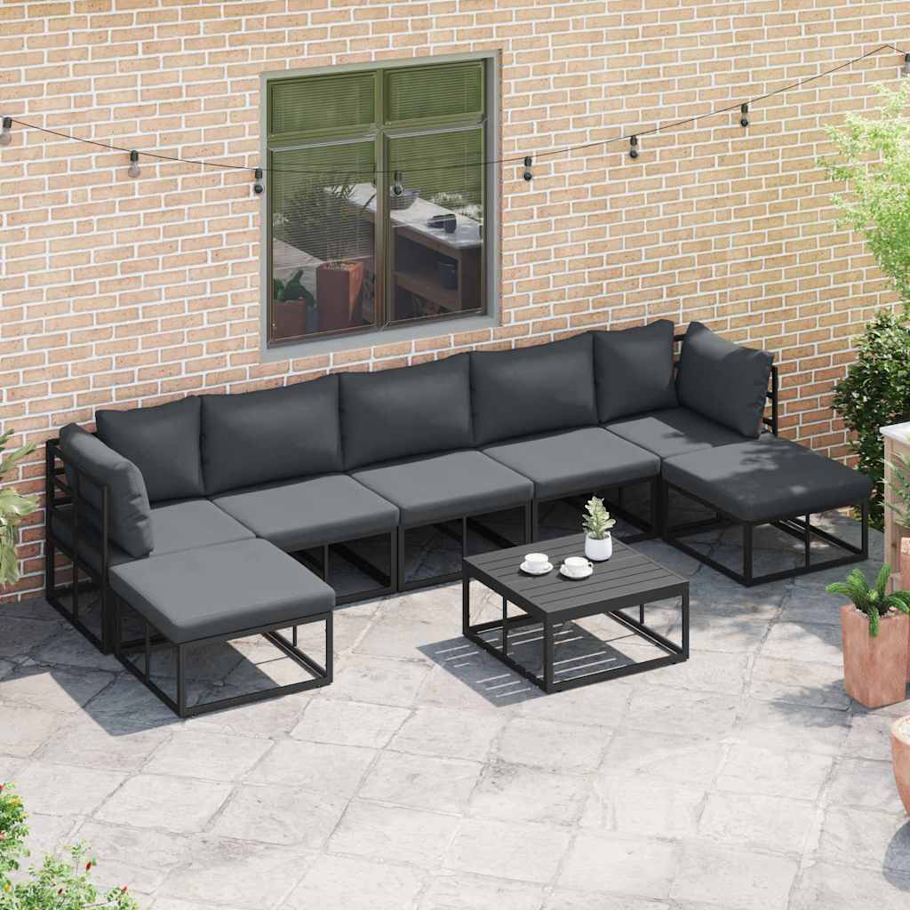 vidaXL Tuin Sofa Set met kussen 7 pcs Zwart Aluminium