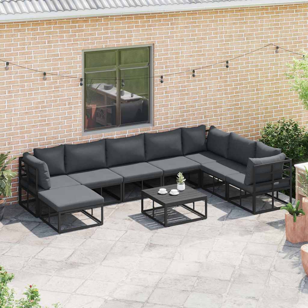 vidaXL Tuin Sofa Set met kussen 8 pcs Zwart Aluminium