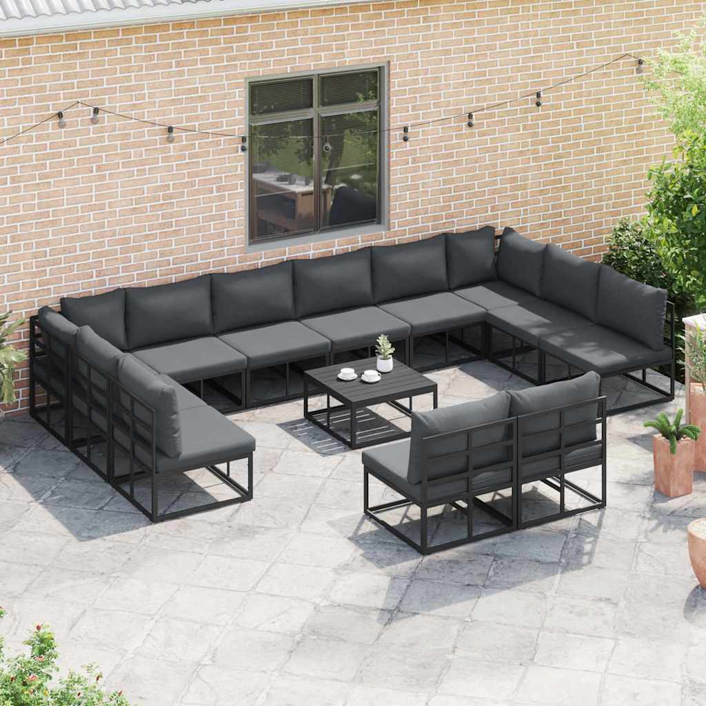 vidaXL Tuin Sofa Set met kussen 13 pcs Zwart Aluminium