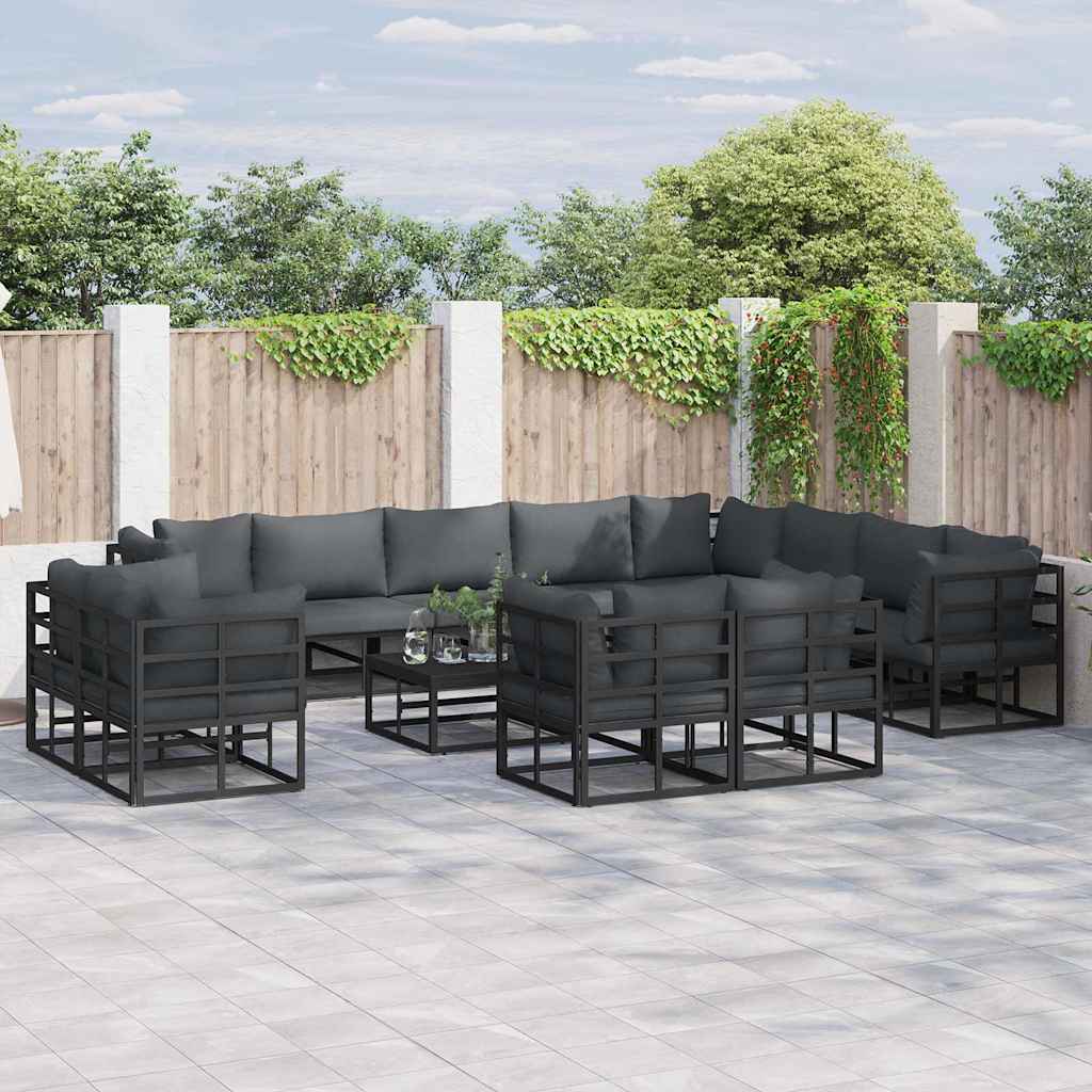 Garten-Sofa-Set 13 pcs Schwarz 70 x 70 x 32 cm Aluminium
