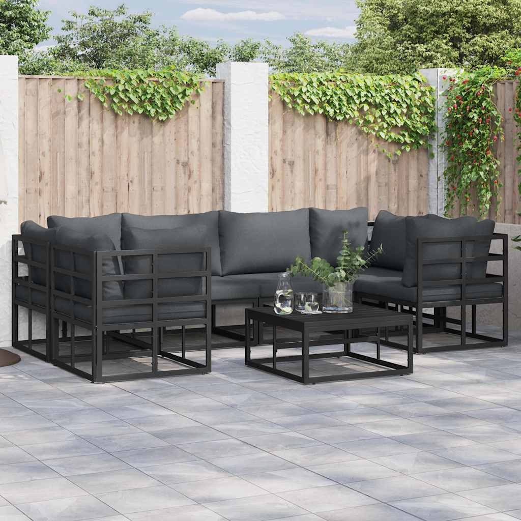 vidaXL Garten-Sofa-Set 6 pcs Schwarz Aluminium