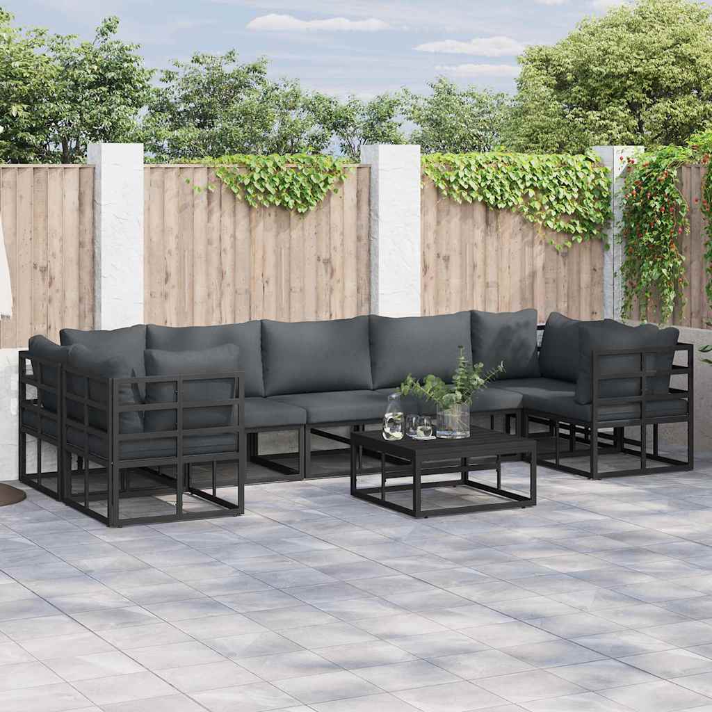 vidaXL Garten-Sofa-Set 7 pcs Schwarz Aluminium