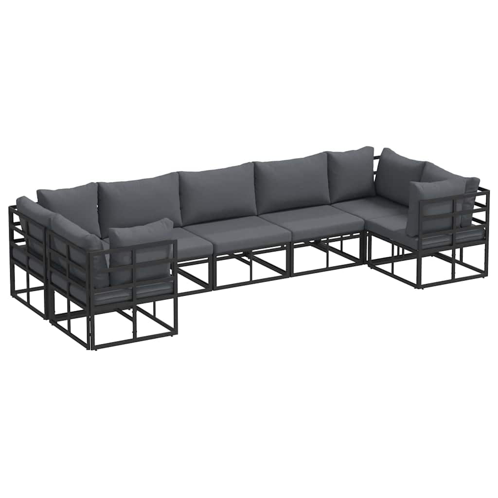 Puutarhasohva Setti 7 pcs Musta Alumiini