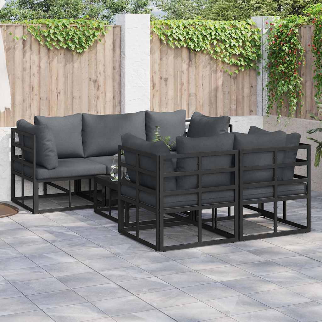 Puutarhasohva Setti 6 pcs Musta 70 x 70 x 32 cm Alumiini
