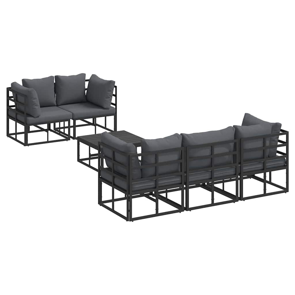 Puutarhasohva Setti 6 pcs Musta 70 x 70 x 32 cm Alumiini