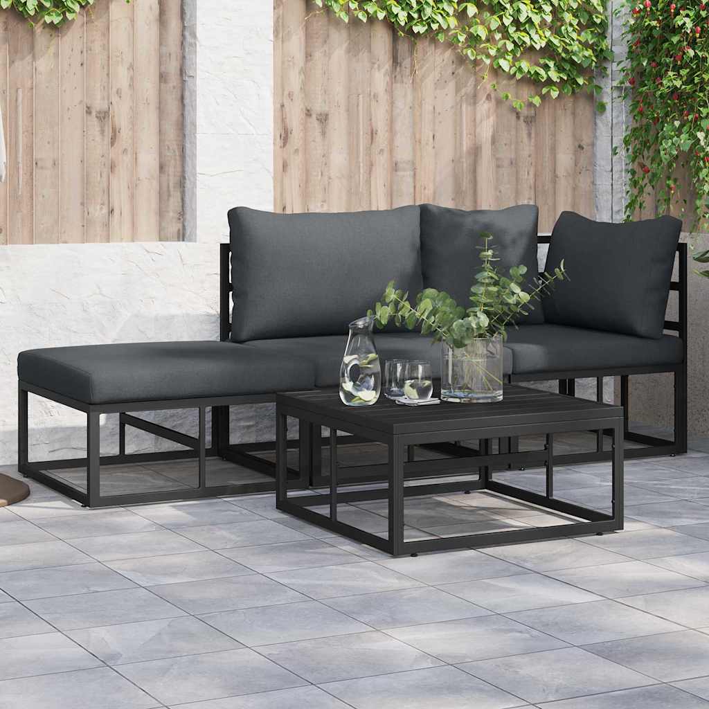 Puutarhasohva Setti 3 pcs Musta 211.5 x 71.5 x 71 cm Alumiini