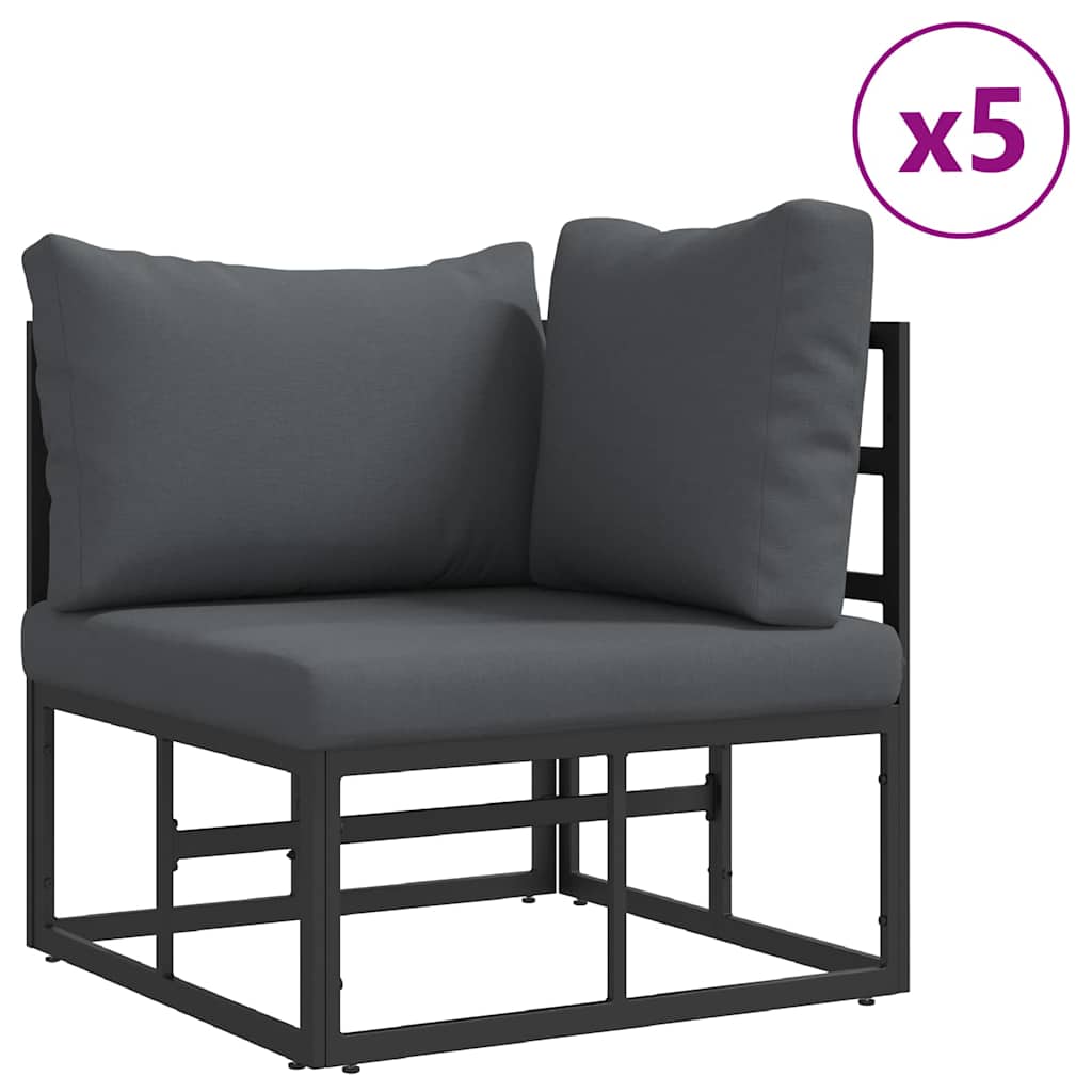 vidaXL Tuin Sofa Set 7 pcs Zwart 283 x 143 x 71 cm Aluminium