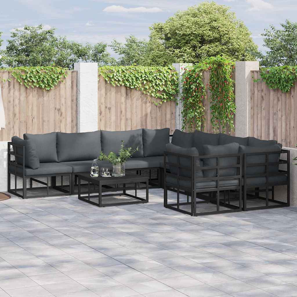Puutarhasohva Setti 8 pcs Musta 283 x 283 x 71 cm Alumiini