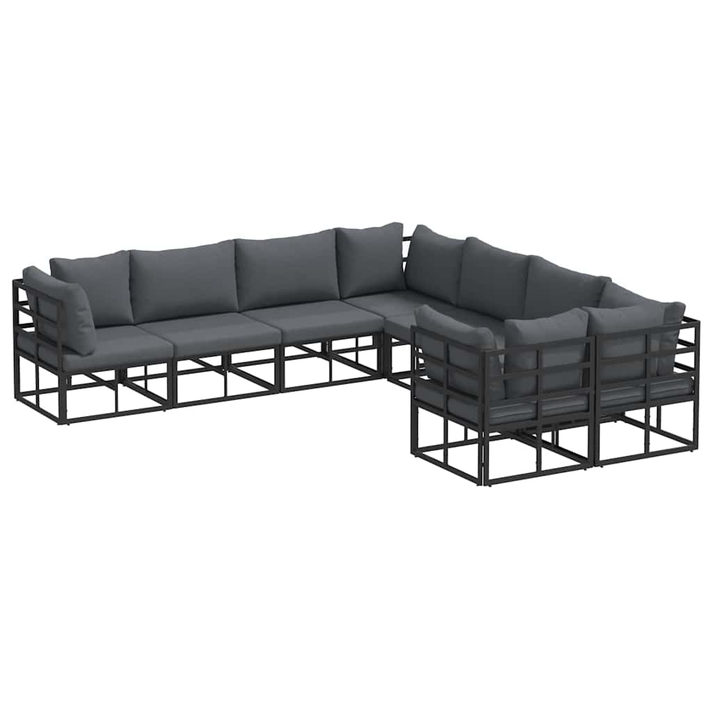 Puutarhasohva Setti 8 pcs Musta 283 x 283 x 71 cm Alumiini