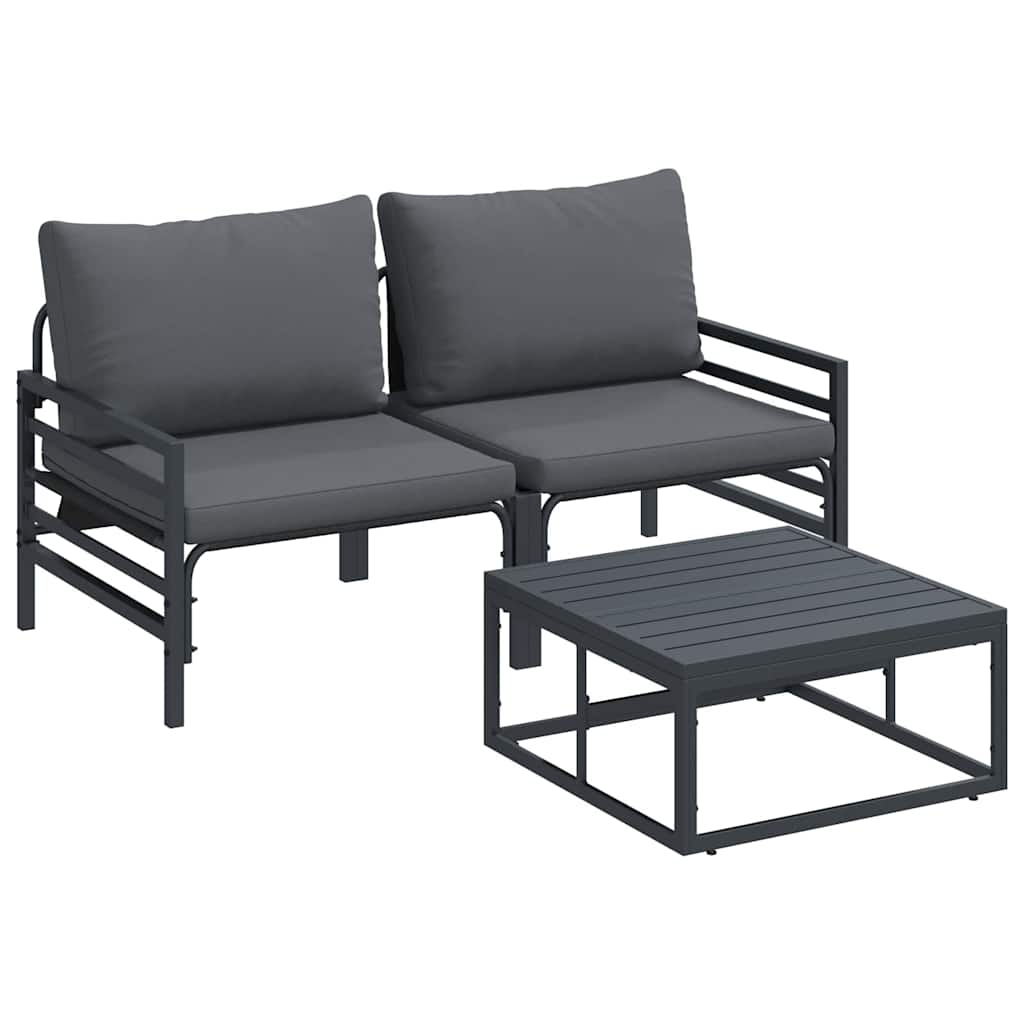 Puutarhasohva Setti 3 pcs Antrasiitti Teräs