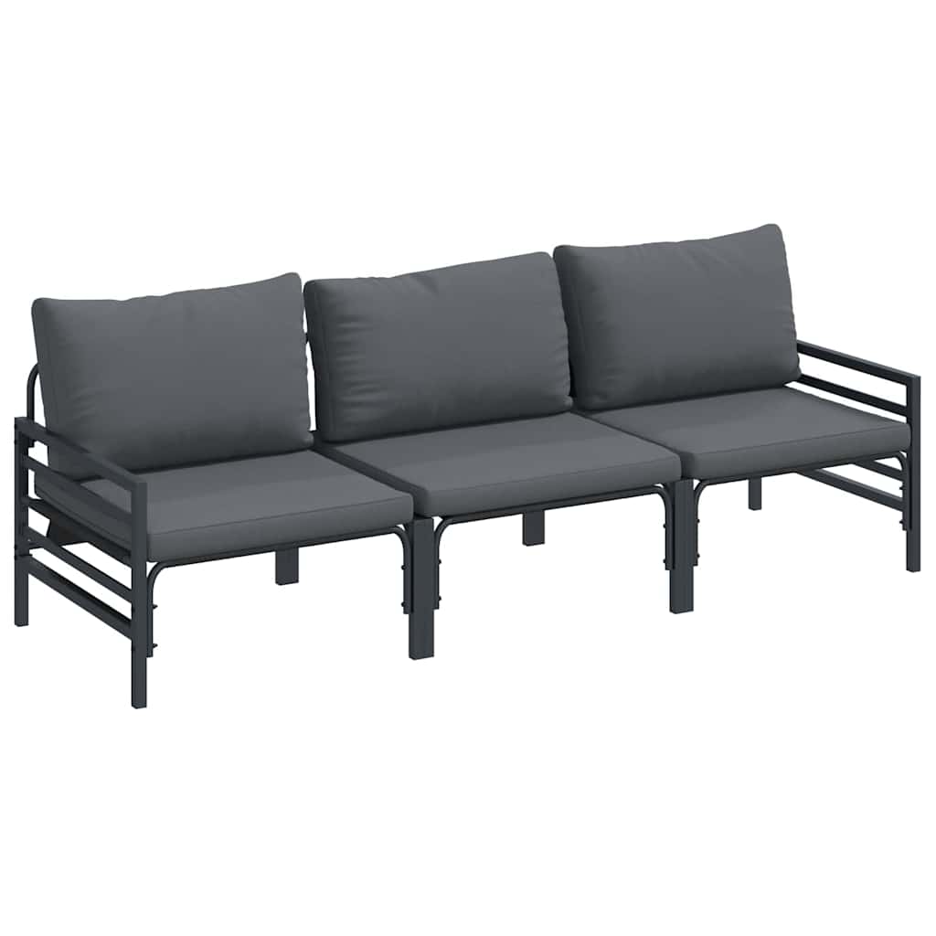 Puutarhasohva Setti 3 pcs Antrasiitti Teräs