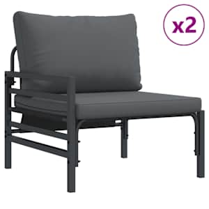Sada zahradních pohovek s polštářem 3 pcs Černá Ocel - obrázek 3