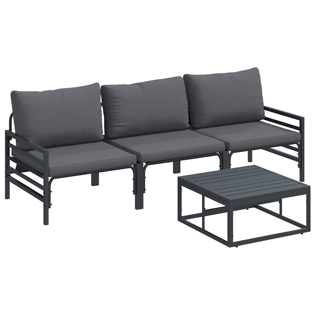 Puutarhasohva Setti 4 pcs Antrasiitti Teräs