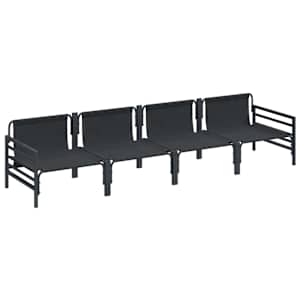 Sada zahradních pohovek s polštářem 4 pcs Černá Ocel - obrázek 5