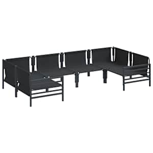 Sada zahradních pohovek s polštářem 6 pcs Černá Ocel - obrázek 5