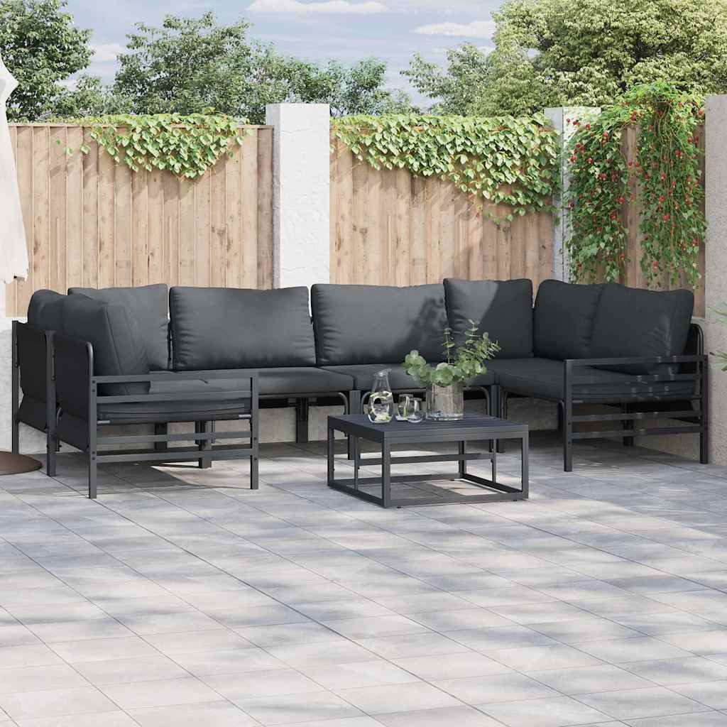 Puutarhasohva Setti 7 pcs Antrasiitti Teräs